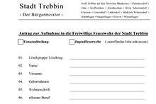 Antrag zur Aufnahme in die Freiwillige Feuerwehr der Stadt Trebbin